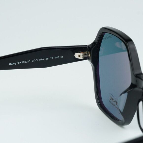 NEW Tom Ford FT1032-F ROMY 01A Black Blue Square Oversized Women Sunglasses - Picture 10 of 11